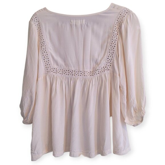 Cleo + Wolf Austin cream long sleeve semi-sheer blouson blouse Size S EUC - Picture 3 of 7